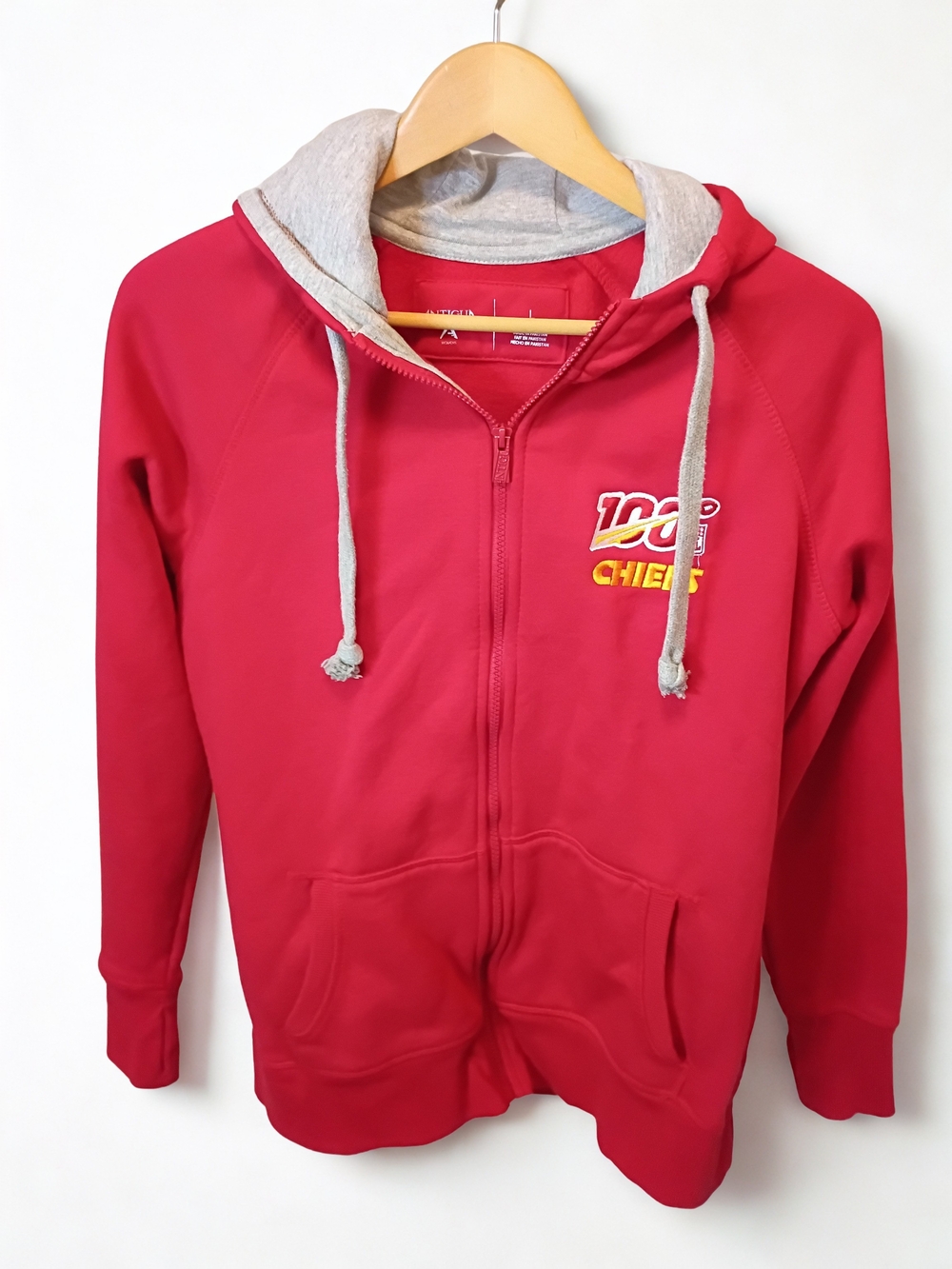 Kansas City Chiefs NFL100th Women's Red Large Antigua Hoodie Full Zip Thumbholes